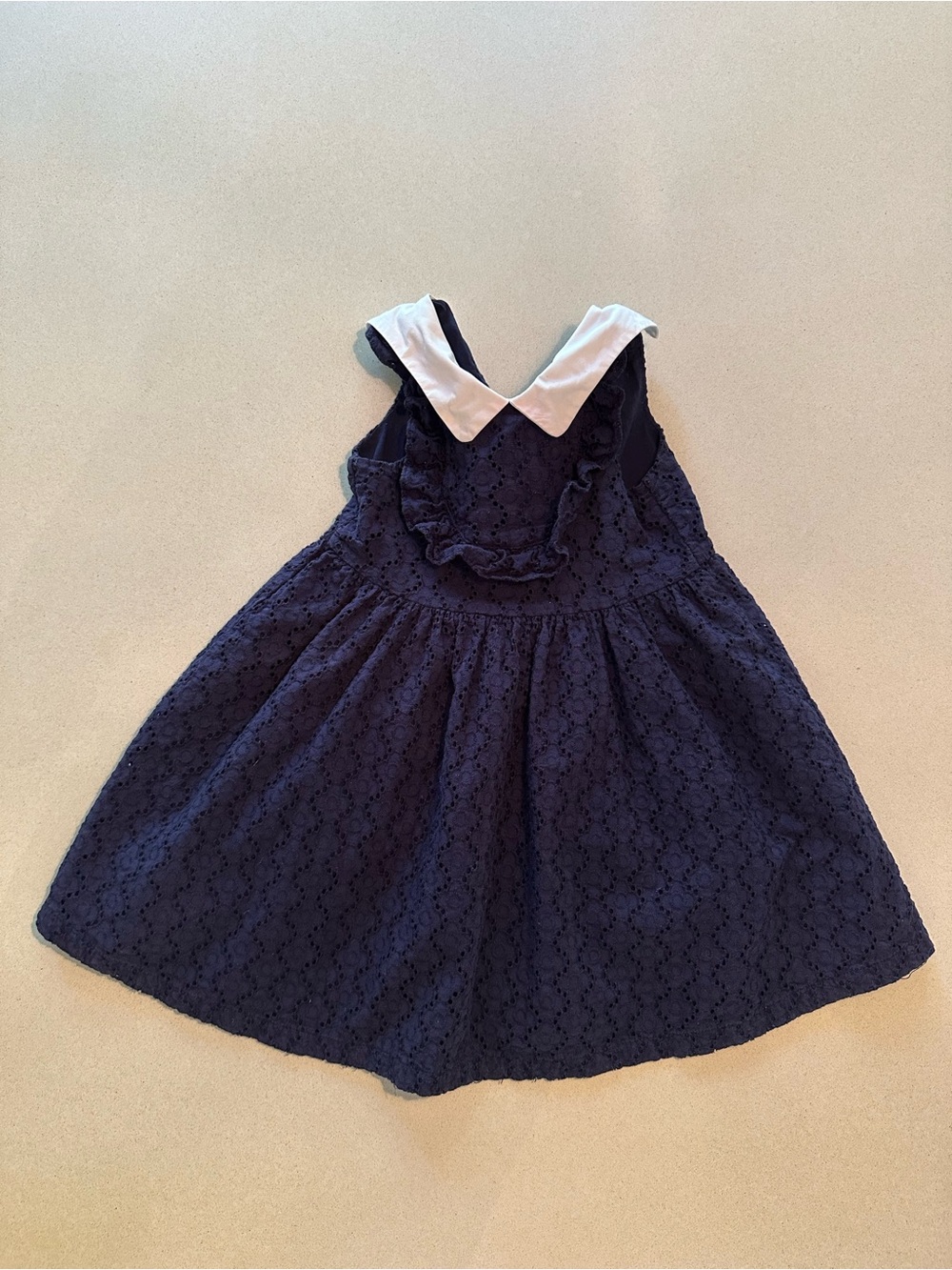 Janie and Jack Navy Eyelet Dress with White Peter Pan Collar - 18-24 months